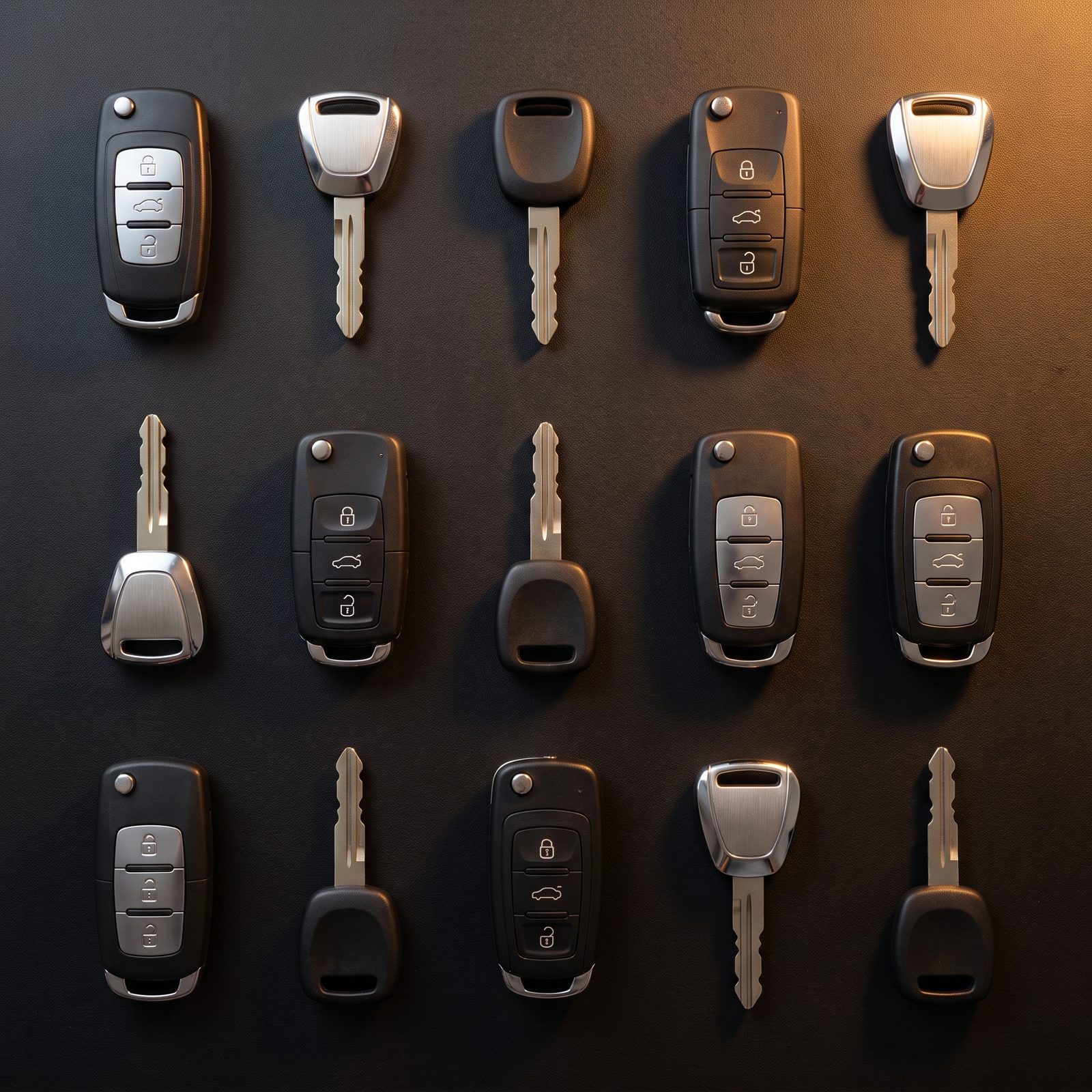 Automotive key fobs and transponder keys ready for programming